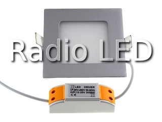 Светильник светодиодный встраиваемый  5W 4105NW-S квадратный 105мм серебр. корпус, белый свет