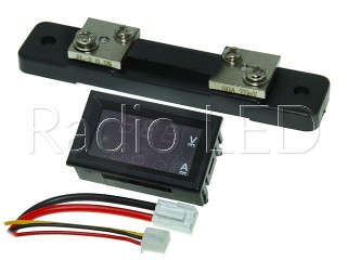 Амперметр-вольтметр цифровой DC0-100V/ 50A красного свечения, корпус черный