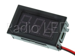 Вольтметр цифровой AC 220V с LED-индикатором 0.56 дюйма синий, корпус черный