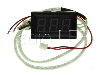 Термометр цифровой с LED-индикатором 0.56 дюйма синий XH-B310, черный корпус, термопара на проводе