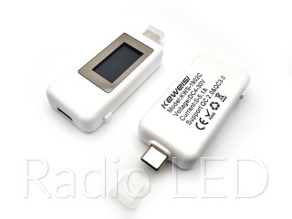 USB тестер с ЖКИ индикатором KWS-1902C, разъемы USB Type-C