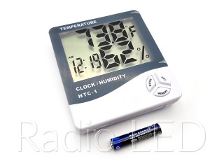 Індикатор температури, вологості, часу та будильник цифровий Модуль РКІ прямокутний білий HTC-1
