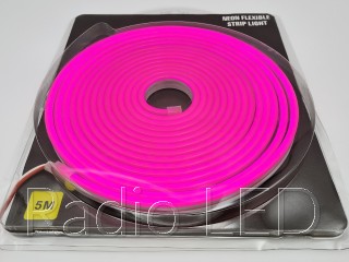 Светодиодный гибкий неон PVC LED2835 12V 6x12x25mm розовый IP65, набор 5 метров