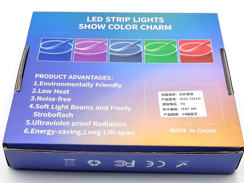 Світлодіодний неон 5V 3535 72LED RGB IP65 3 метри, Bluetooth-додаток, ІЧ пульт