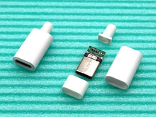 Роз'єм USB-Type-C штекер 4pin розбірний на кабель (з 4-х деталей), білий