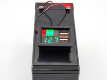 Індикатор заряду акумулятора 12V з LED-індикатором та вольтметром зеленого світіння та 2xUSB зарядкою