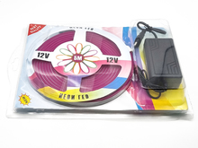 Світлодіодний неон 12V 2835 108LED фіолетовий IP65 5 метрів, блок живлення на 220V в комплекті