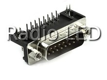 Роз'єм D-Sub 15pin DB15M (тато, кутовий у плату)