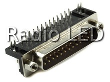 Роз'єм D-Sub 25pin DB25M (тато, кутовий у плату)