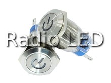 Кнопка антивандальна 19мм з фіксацією, підсвічування знака ВКЛ(жовта) GQ19F-11DZP/SY