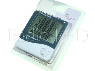 Индикатор температуры, влажности, времени и будильник цифровой Модуль ЖКИ прямоугольный белый HTC-2