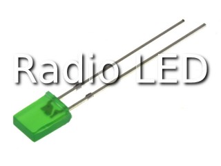 Светодиод прямоугольный 2х5х7мм зеленый(желто-зеленый) диффузный