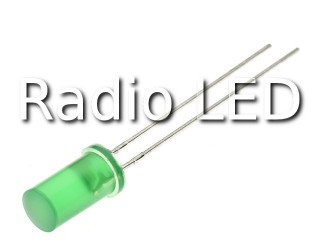 Светодиод  5мм зеленый диффузный обратная линза 20мКд FYL-5042AGD