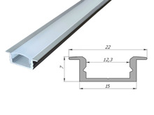 Профіль для LED ПФ-19 врізний з розсіювачем, комплект (2м) анодований