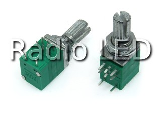 Резистор переменный RK097 B  10кОм 8 pin сдвоенный с выключателем
