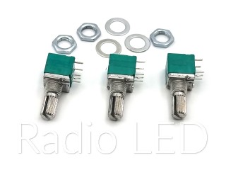 Резистор переменный RK097NS B   1кОм 3 pin+выключатель, шток L=15mm