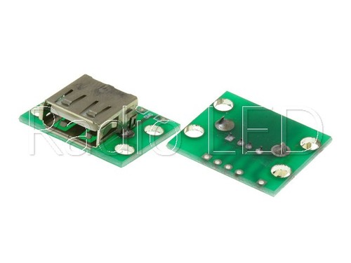 Макетная плата переходник USB, USB-A на DIP(5 отверстий шаг 2.54) горизонтальный