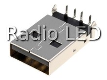Роз'єм USB штекер USBA(плоский), dip на плату USB-113