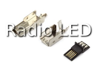 Разъем USB-mini штекер 5pin, на кабель MN5P-M3(комплект 3 детали)